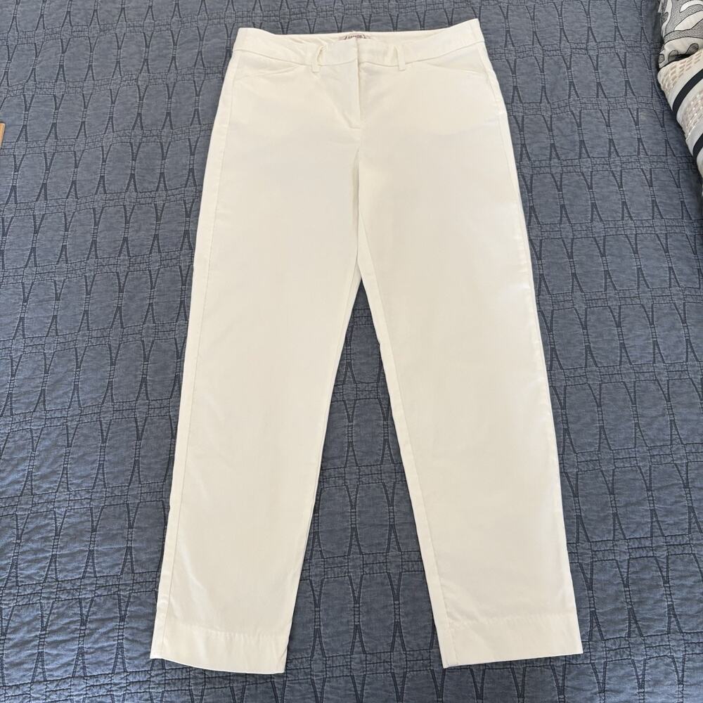 Nanette Lepore White Ankle Pants Womens 6 Casual Cotton Stretch Cropped Slim